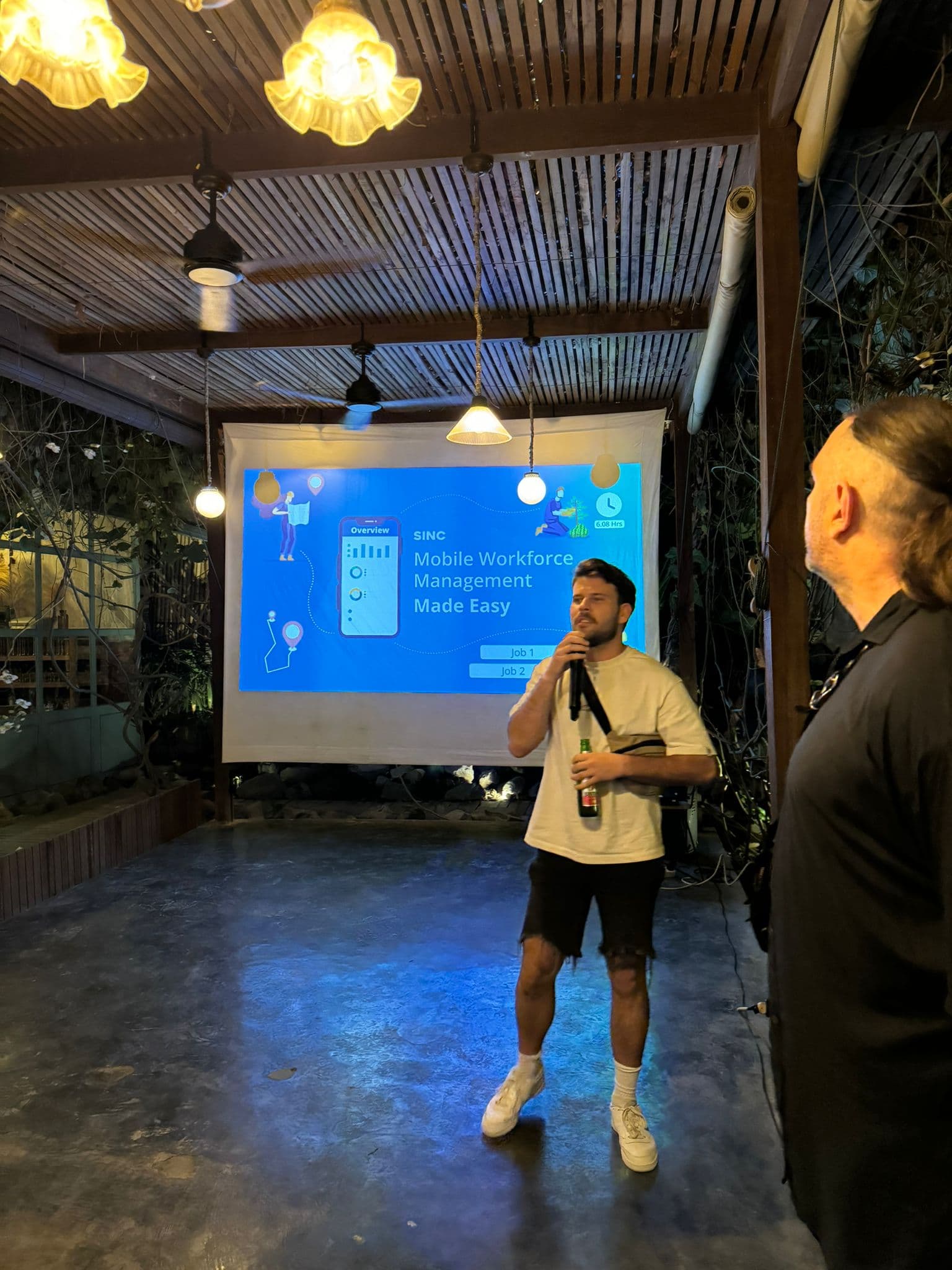 Founder pitching at BSTC event